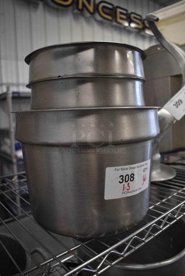 4 Stainless Steel Cylindrical Drop In Bins. 9.5x9.5x8, 11x11x8. 4 Times Your Bid! - Image 3 of 3