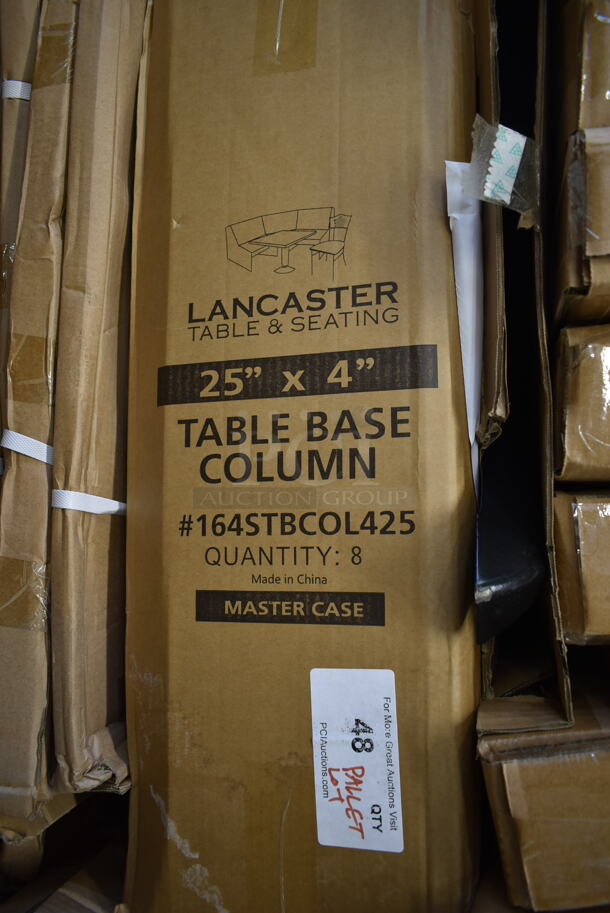 PALLET LOT of 49 BRAND NEW IN BOX! Table Parts Including 24 164TCLWDWL30 Standard Height Post Antique Walnut, 2 Table Base Plate 22x30, 2 164STBCOL425 Lancaster Table & Seating 25" x 4" Standard Height Table Base Column for Stamped Steel Line, 12 Round Base 30x30, 2 164TCOLRD437 Lancaster Table & Seating 37 1/2" x 4" Bar Height Table Base Column and Rod, 5 Connector Bar Height 30x96, 2 Connector Bar Height 30x72. - Image 5 of 9