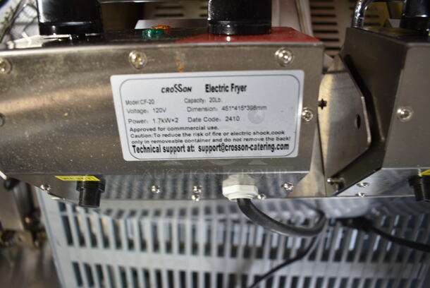 2024 Crosson CF-20 Stainless Steel Commercial Countertop Electric Powered 2 Bay Fryer w/ 2 Metal Fry Baskets. 120 Volts, 1 Phase. - Image 6 of 7