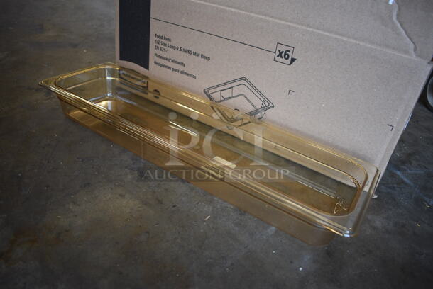 6 BRAND NEW IN BOX! Rubbermaid Poly Amber Colored 1/2 Size Long Drop In Bins. 1/2Lx2.5. 6 Times Your Bid! - Image 2 of 6