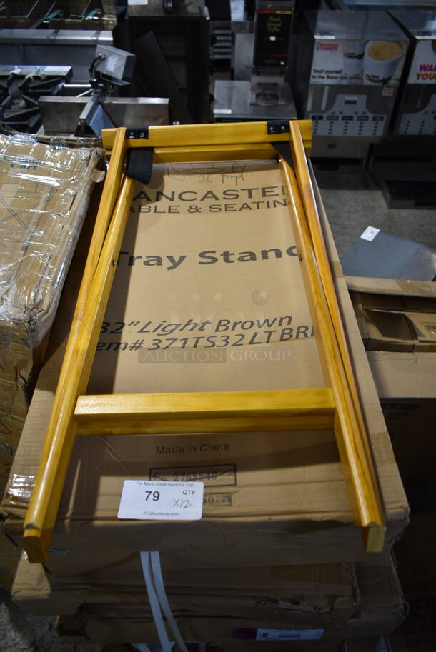 12 BRAND NEW IN BOX Lancaster Table & Seating 371TS32LTBRN 32" Light Brown Serving Tray Stands. 12 Times Your Bid! - Image 3 of 5