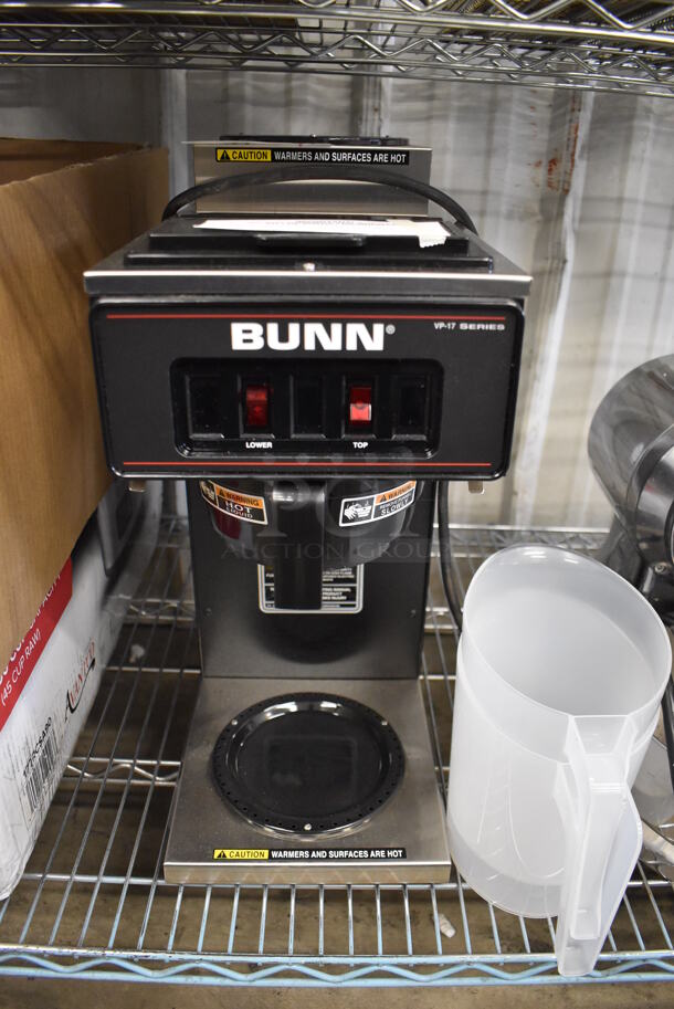 BRAND NEW SCRATCH AND DENT! 2022 Bunn VP17-2 Stainless Steel Commercial Countertop Low Profile Pourover 2 Burner Coffee Machine w/ Poly Brew Basket and Pitcher. 120 Volts, 1 Phase. 8x20x20. Tested and Working! - Image 1 of 7