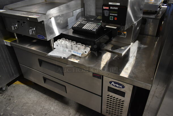 BRAND NEW SCRATCH AND DENT! Atosa Stainless Steel Commercial 2 Drawer Chef Base on Commercial Casters. 115 Volts, 1 Phase. Tested and Working! - Image 2 of 8