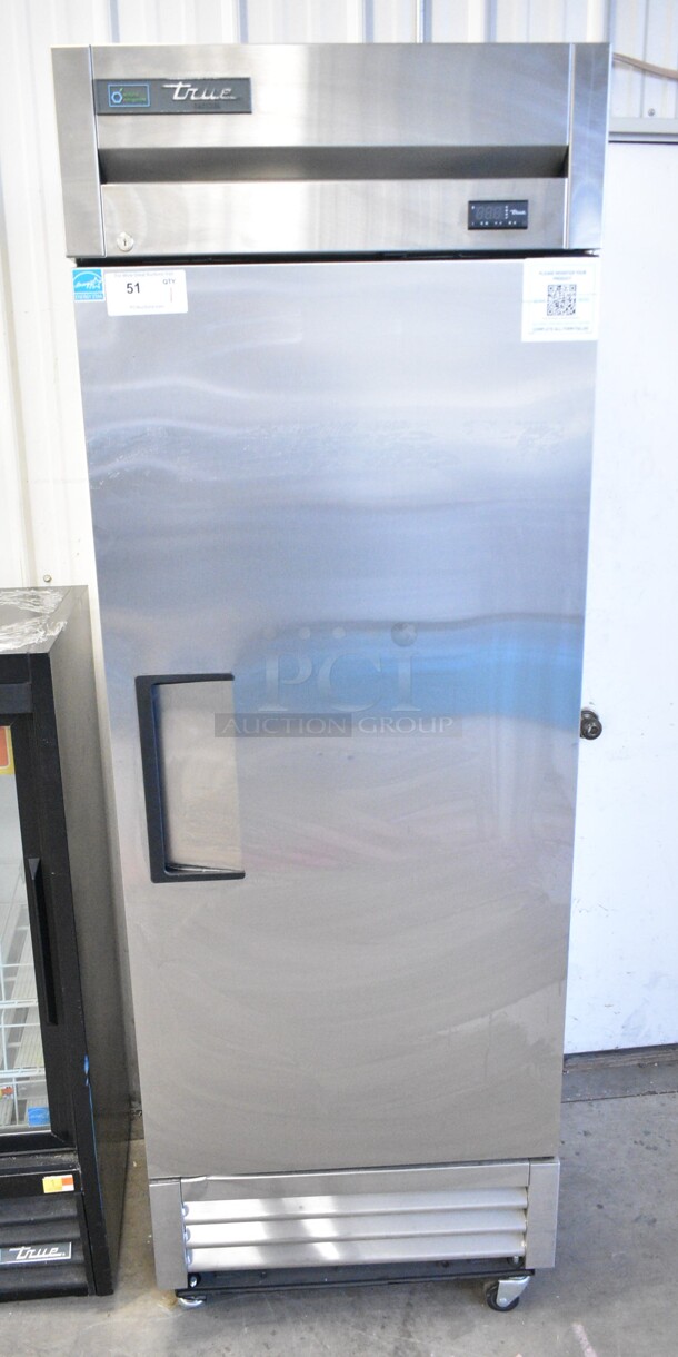 2022 True T-19F-HC Stainless Steel Commercial Single Door Reach In Freezer w/ Poly Coated Racks on Commercial Casters. 115 Volts, 1 Phase. Tested and Working! - Image 1 of 4