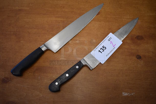 2 Stainless Steel Chef Knives. 15.5