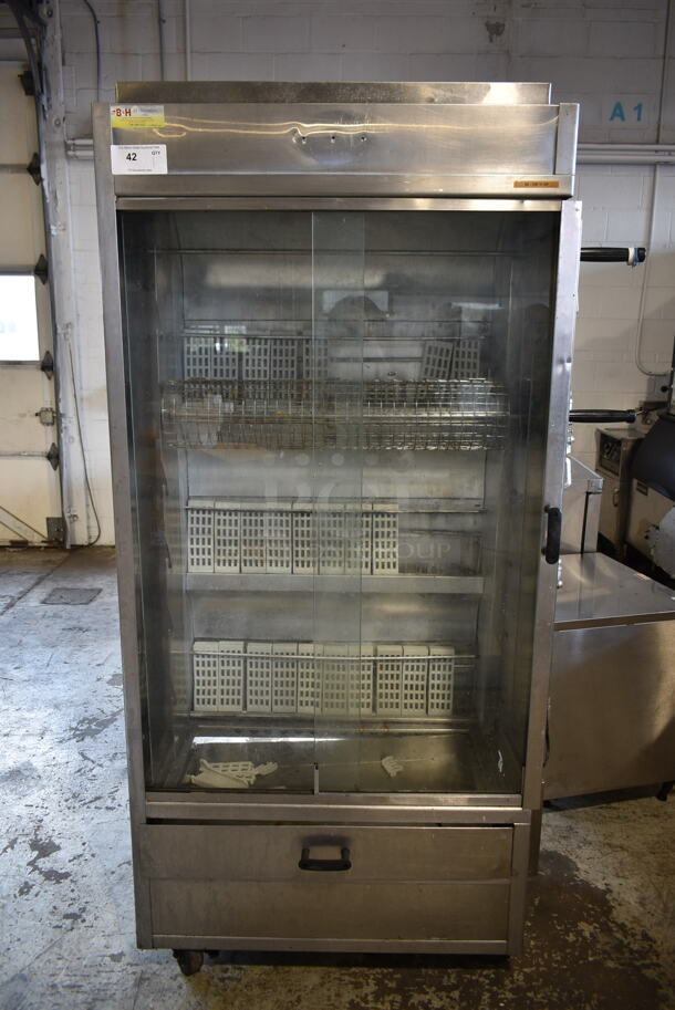 Hickory Industries N/7 Stainless Steel Commercial Floor Style Natural Gas Powered Rotisserie Oven. 40,000 BTU.