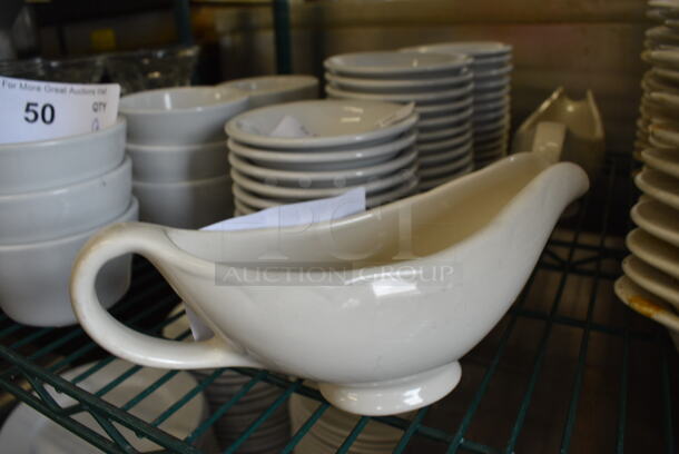 2 White Ceramic Gravy Boats. 9.5x3.5x4. 2 Times Your Bid! - Image 1 of 3