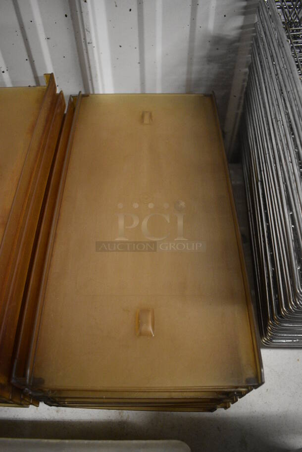 ALL ONE MONEY! Lot of 21 Amber Colored Poly Drop In Bin Inserts; 11 Perforated. 7x14.5x1 - Image 3 of 3
