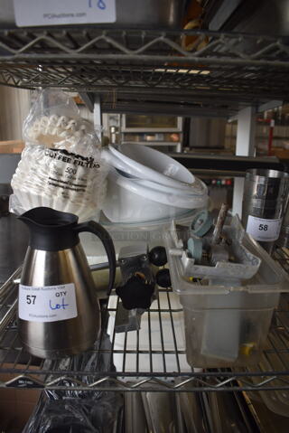 ALL ONE MONEY! Lot of Brew Basket Filters, Coffee Urn and Bowls