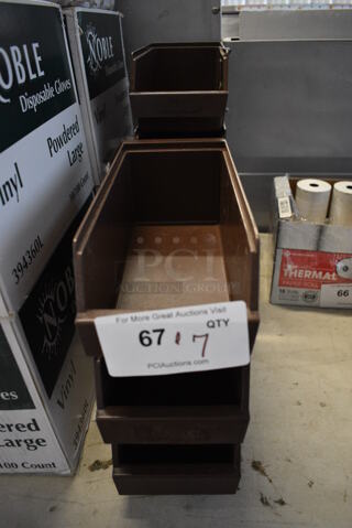 ALL ONE MONEY! 7 Brown Poly Bins. 5x12x4.5
