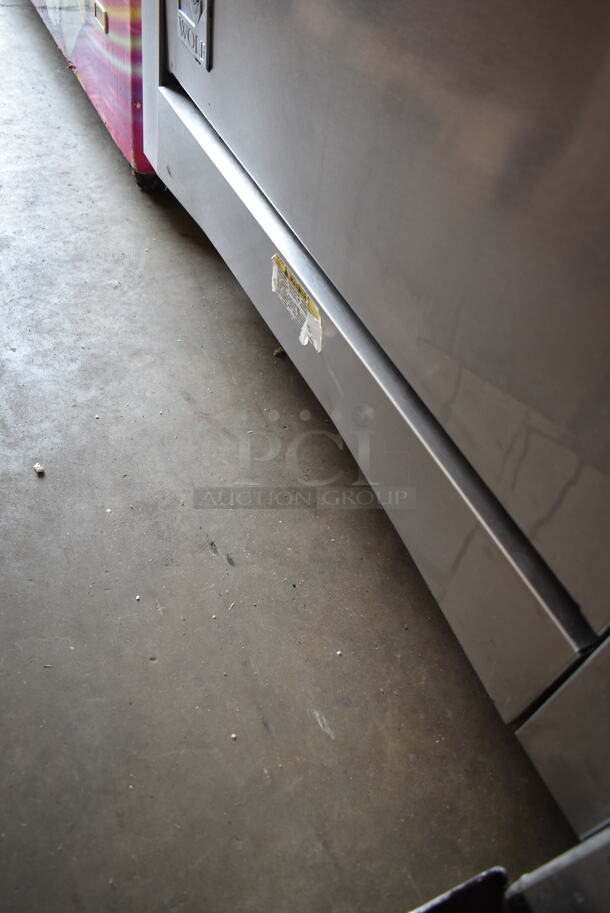 Wolf Stainless Steel Commercial Natural Gas Powered 6 Burner Range w/ Oven, Back Splash and Over Shelf on Commercial Casters.  - Image 9 of 12