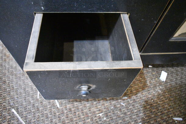 Wooden Table w/ Over Shelf, 3 Drawer and Door. (check in)  - Image 6 of 7