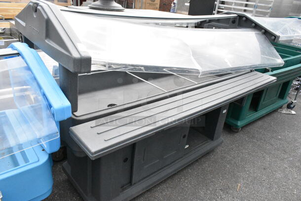 Cambro Gray Poly Portable Buffet Station w/ Sneeze Guard on Commercial Casters.  - Image 1 of 6