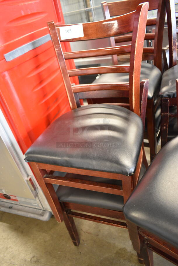 12 Wooden Dining Height Ladder Back Chair w/ Black Seat Cushion. 12 Times Your Bid!  - Image 6 of 7