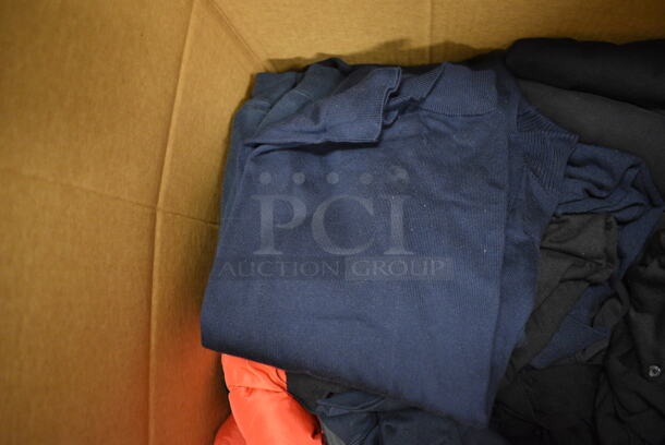 ALL ONE MONEY! Box Lot of Various Men's Shirts Including Kirkland Brand Size Large Sweaters, Cutter & Buck Jackets, and Sweatshirts - Image 3 of 7