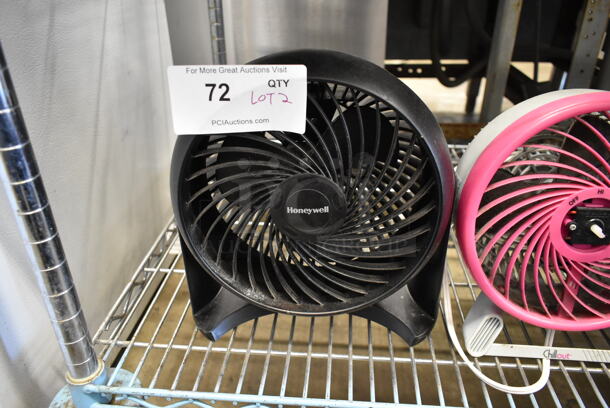 ALL ONE MONEY! Lot of 2 Fans; Pink and Black. Tested and Working! - Image 2 of 4