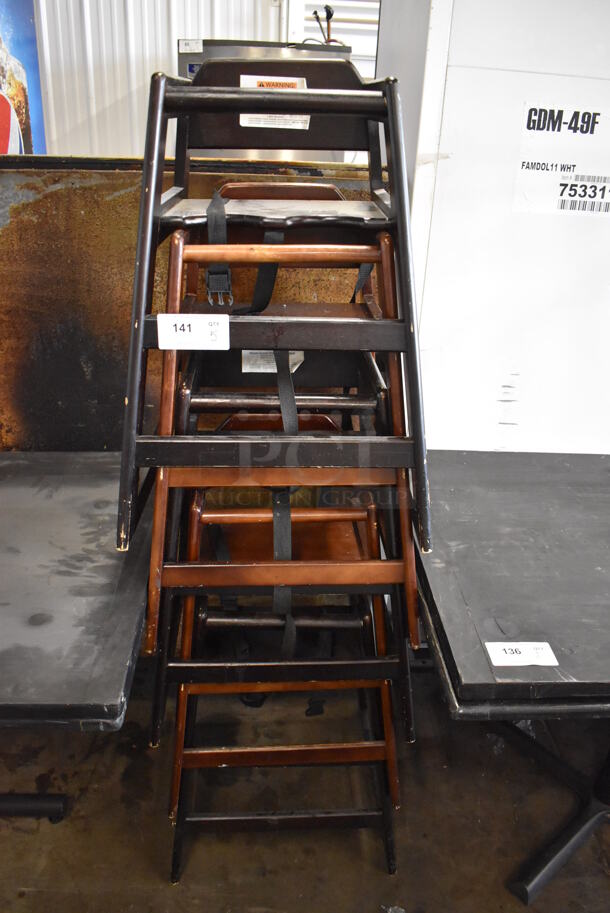 5 Wooden High Chairs. 19x20x28. 5 Times Your Bid!
