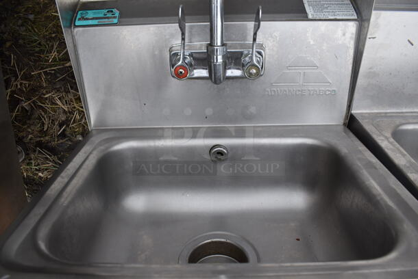 Advance Tabco Stainless Steel Commercial Single Bay Wall Mount Sink w/ Faucet and Handles. 17x16x38 - Image 4 of 5