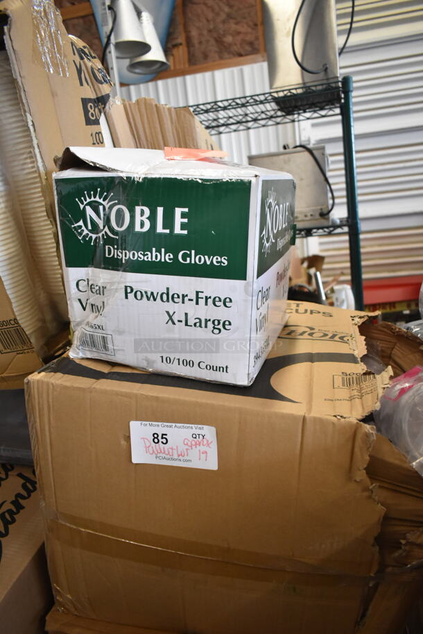 PALLET LOT of 19 BRAND NEW Boxes Including Choice 8 oz. White Paper Frozen Yogurt / Food Cup - 1000/Case, 39465XL Noble X Large Gloves, American Standard Ovalyn 0496221.020 19 1/4" x 16 1/4" White Vitreous China Single Bowl Undermount Sink, 500TO9 Choice 9" x 9" x 3" Microwavable 1-Compartment Black / Clear Plastic Hinged Container - 100/Case, 130WSPOONWP Choice Individually Wrapped Medium Weight White Plastic Teaspoon - 1000/Case, Tellus Plates, Choice Hot Cup Travel Lids. 19 Times Your Bid! - Image 3 of 9