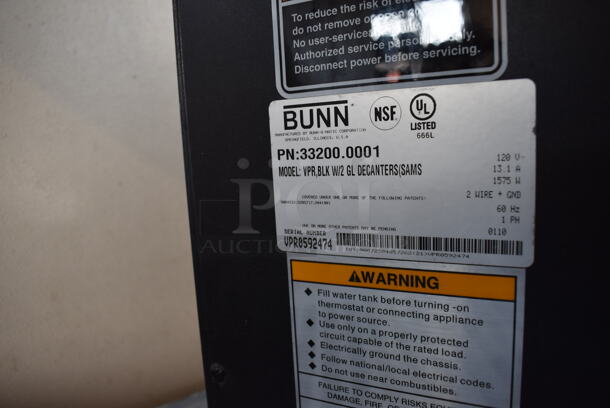 2010 Bunn VPR Stainless Steel Commercial Countertop 2 Burner Coffee Machine w/ Poly Brew Basket. 120 Volts, 1 Phase. 16x8x19.5 - Image 6 of 6