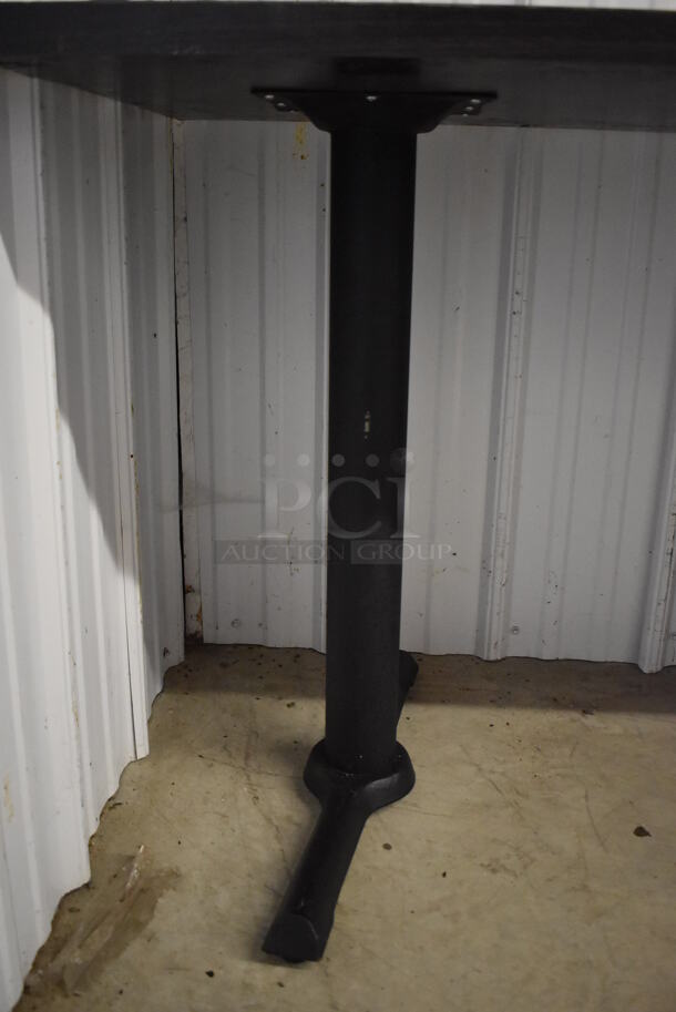 Wood Pattern Table on 2 Black Metal Straight Leg Table Bases. 48x24x29 - Image 5 of 5