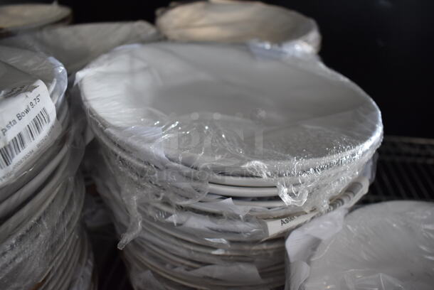 61 White Ceramic Plates. 61 Times Your Bid!