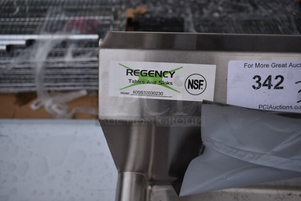 BRAND NEW SCRATCH AND DENT! Regency 600S32030230 124" 16-Gauge Stainless Steel Three Compartment Commercial Sink with 2 Drainboards - 20" x 30" x 14" Bowls - Image 5 of 9