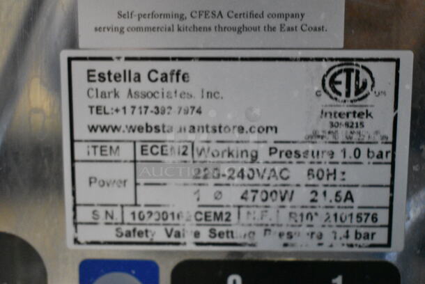 Estella ECEN2 Stainless Steel Commercial Countertop 2 Group Espresso Machine w/ Steam Wands. 220-240 Volts, 1 Phase.  - Image 7 of 7