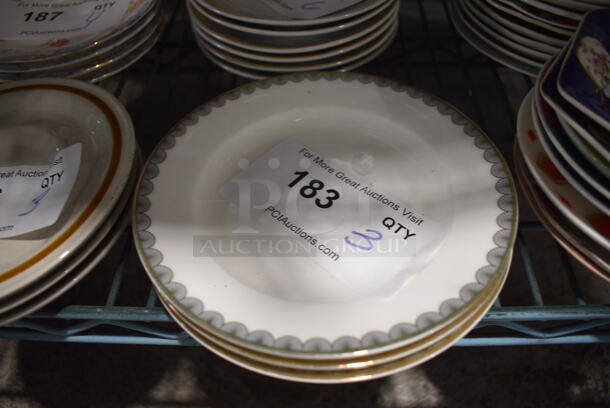 3 White Ceramic Saucers w/ Gray Rim. 6.75x6.75x1. 3 Times Your Bid!