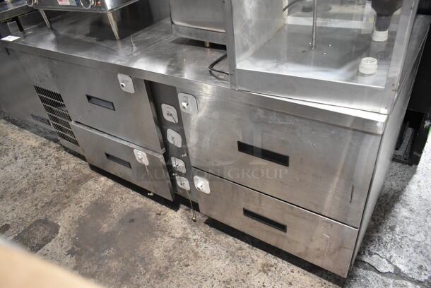 Stainless Steel Commercial 4 Drawer Cooler. Tested and Powers On But Does Not Get Cold