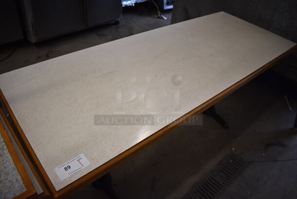 Dining Height Table on 2 Black Straight Leg Table Bases. 72x28x30 - Image 2 of 4