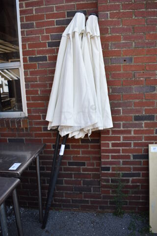 2 White Patio Umbrellas. 85". 2 Times Your Bid!