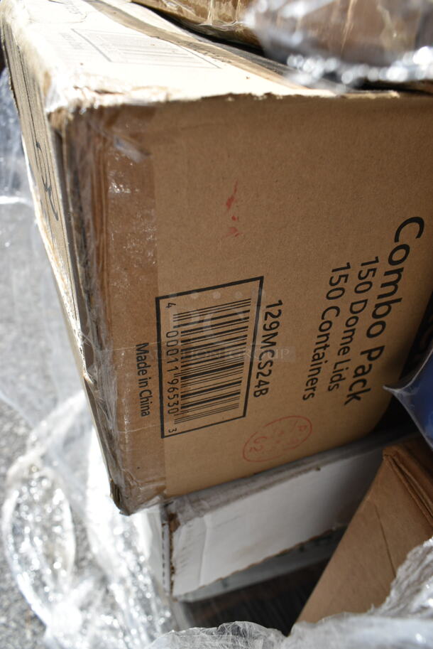 PALLET LOT of 24 BRAND NEW Boxes Including Dart 16J16 16 oz. White Customizable Foam Cup - 1000/Case, Dart 99HT1R 10" x 5 1/4" x 3" White Foam Hoagie Take Out Container with Perforated Hinged Lid - 500/Case, 50020CAFE Choice 20 oz. Café Print Poly Paper Hot Cup - 600/Case, 129MCS24B Choice 24 oz. Black Rectangular Microwavable Heavy Weight Container with Lid 8" x 5 1/4" x 2" - 150/Case, 966TALLFLDB Choice White Tall-Fold 6" x 13" Dispenser Napkin - 8000/Case, 303A45BWRAMF Acopa 4.5 oz. Bright White Fluted Porcelain Ramekin - 48/Case, 788410277WH Hoffmaster 410277 14" x 19" White Embossed Traymat with Scalloped Edge - 1000/Case, 500MFT Lavex White M-Fold (Multifold) Towel - 4000/Case, 999PTOKFT8 Kraft Microwavable Folded Paper. 24 Times Your Bid!  - Image 8 of 12