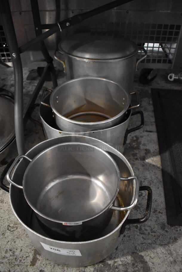 5 Various Metal Stock Pots w/ 1 Lid. Includes 17x13x9. 5 Times Your Bid!