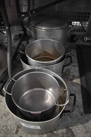 5 Various Metal Stock Pots w/ 1 Lid. Includes 17x13x9. 5 Times Your Bid!