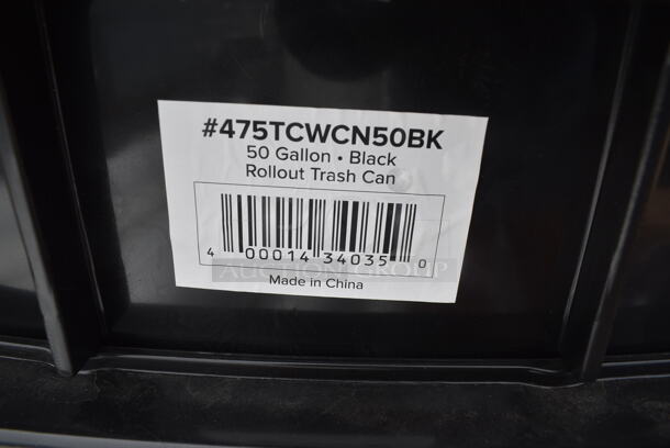 2 BRAND NEW SCRATCH AND DENT! Lavex 475TCWCN50BK 50 Gallon Black Wheeled Rectangular Trash Can. No Lids. 2 Times Your Bid!  - Image 5 of 5