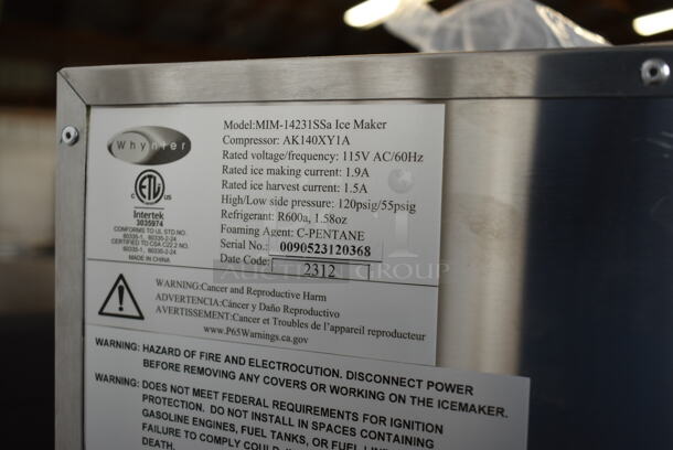 BRAND NEW SCRATCH AND DENT! Whynter MIM-14231SS Stainless Steel 14” Undercounter Automatic Marine Ice Maker 23lb Daily Output. 115 Volts, 1 Phase. Tested and Working! - Image 8 of 8