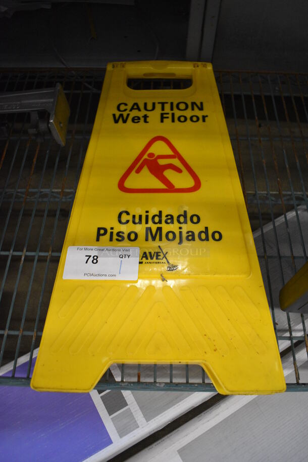 Lavex Yellow Poly Wet Floor Caution Sign. 12x1x24 - Image 1 of 3