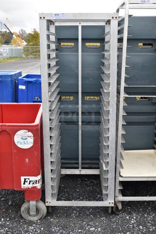 Metal Commercial Pan Transport Rack on Commercial Casters. 22.5x26x65