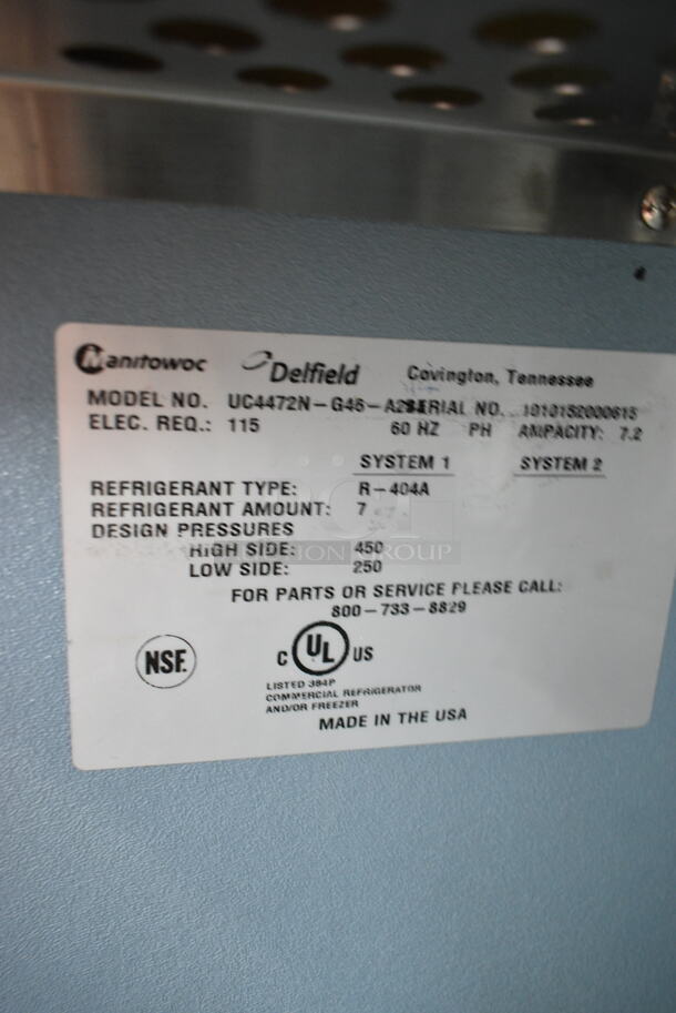 Delfield UC4472N-G46-A2 Metal Commercial 3 Door Back Bar Cooler Merchandiser. 115 Volts, 1 Phase. Tested and Working! - Image 5 of 5
