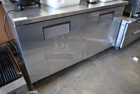 True TWT-60F Stainless Steel Commercial 2 Door Undercounter Freezer on Commercial Casters. 115 Volts, 1 Phase. Tested and Working!