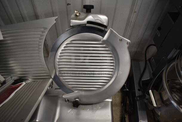 BRAND NEW SCRATCH AND DENT! Estella 348SLM12 Stainless Steel Commercial Countertop Meat Slicer w/ Blade Sharpener. 120 Volts, 1 Phase. Tested and Working! - Image 4 of 7