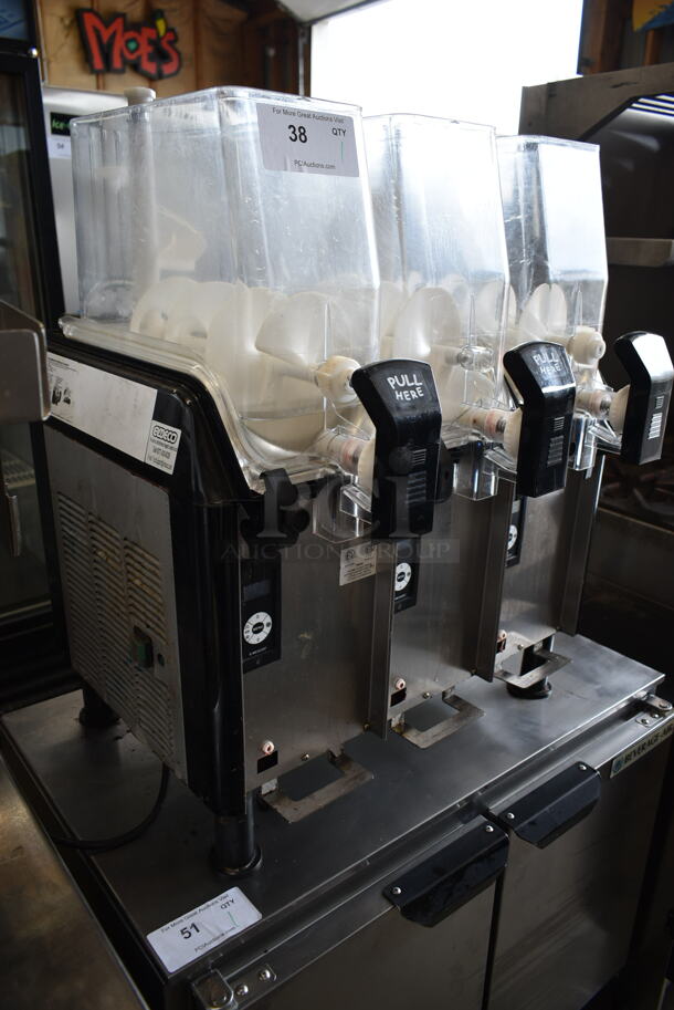 Elmeco FC3 G404 Stainless Steel Commercial Countertop 3 Hopper Slushie Machine. Missing Lids and Drip Trays. 115 Volts, 1 Phase. Tested and Working! - Image 6 of 6