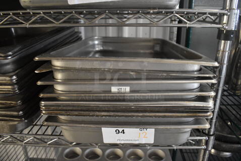 12 Stainless Steel Full Size Drop In Bins. 1/1x2. 12 Times Your Bid!