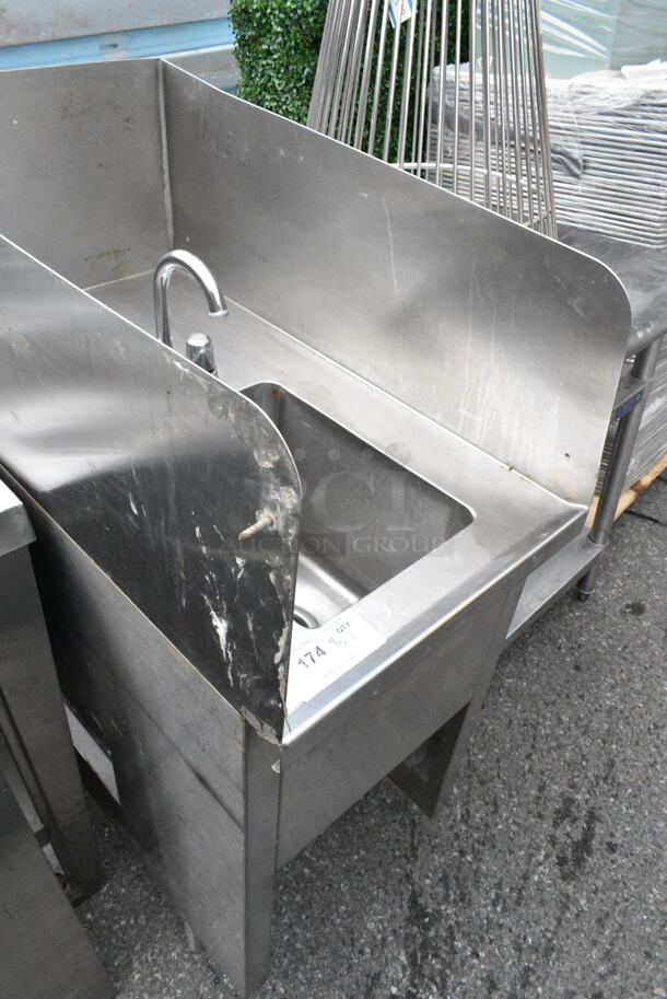 Stainless Steel Commercial Single Bay Sink w/ Faucet, Handles and Side Splash Guards. Bay 10x14x10 - Image 3 of 3