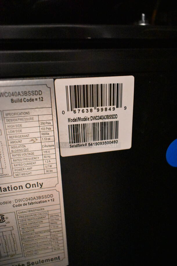 BRAND NEW SCRATCH AND DENT! Danby DWC040A3BSSDD 38 Bottle Free-Standing Metal Wine Cooler Merchandiser. 115 Volts, 1 Phase. Tested and Working! - Image 5 of 5