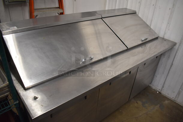2013 True TSSU-72-30M-B-ST Stainless Steel Commercial Sandwich Salad Prep Table Bain Marie Mega Top on Commercial Casters. 115 Volts, 1 Phase. 72x34x44. Tested and Working! - Image 2 of 8
