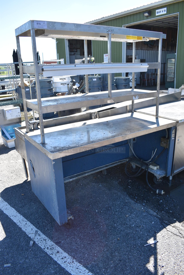 Stainless Steel Table w/ 3 Over Shelves, Warming Strip and Check Order Holding Rod on Commercial Casters. 62x29x73 - Image 2 of 6