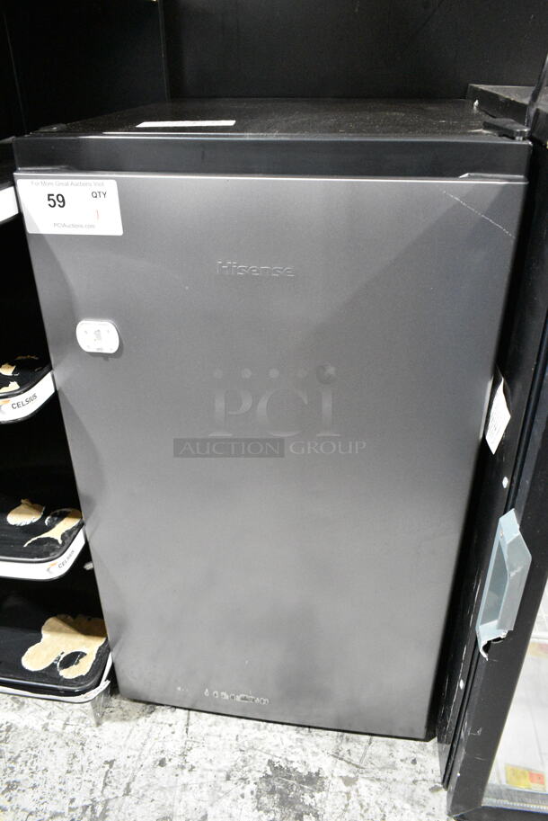 Hisense Metal Mini Cooler. 115 Volts, 1 Phase. Tested and Powers On But Does Not Get Cold - Image 1 of 7