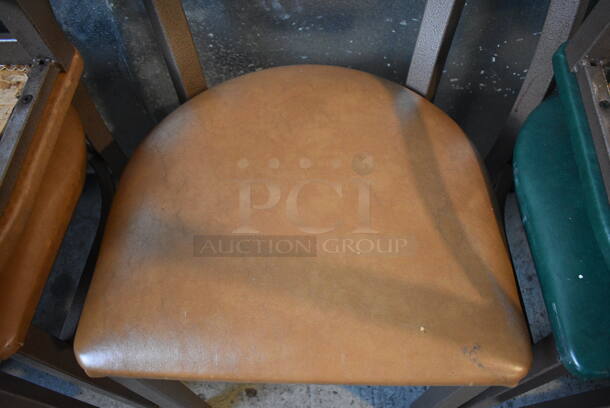 5 Brown Metal Dining Chairs w/ Tan Seat Cushion. 17x16x32. 5 Times Your Bid! - Image 4 of 5
